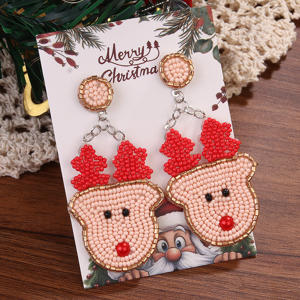 Wholesale Christmas tree rice bead earrings